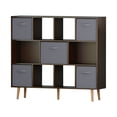 thumbnail image 6 of IVV 3-Tier Bookshelf, Wide Bookcase with 5 Fabric Drawers, Modern Book Shlef Storage Organizer Display Rack for Living Room, Entryway, Office, Brown, 6 of 6