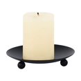 thumbnail image 3 of Portavelas con placa de hierro negro, plato decorativo para vela de pilar de hierro, juego de 2, 4,37 pulgadas de profundidad x 0,78 pulgadas de alto, soporte para vela de pedestal, 3 of 5