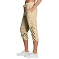 thumbnail image 5 of TQWQT Khaki Capri Pants for Women Stretch Active Pants Quick Dry Drawstring Workout Hiking Cargo Joggers Yoga Capris with Pockets Khaki L, 5 of 8