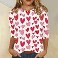 thumbnail image 2 of Gkeoshab Women's Valentine's Day Heart Print Blouse Long Sleeve Shirt Casual Top White L, 2 of 5