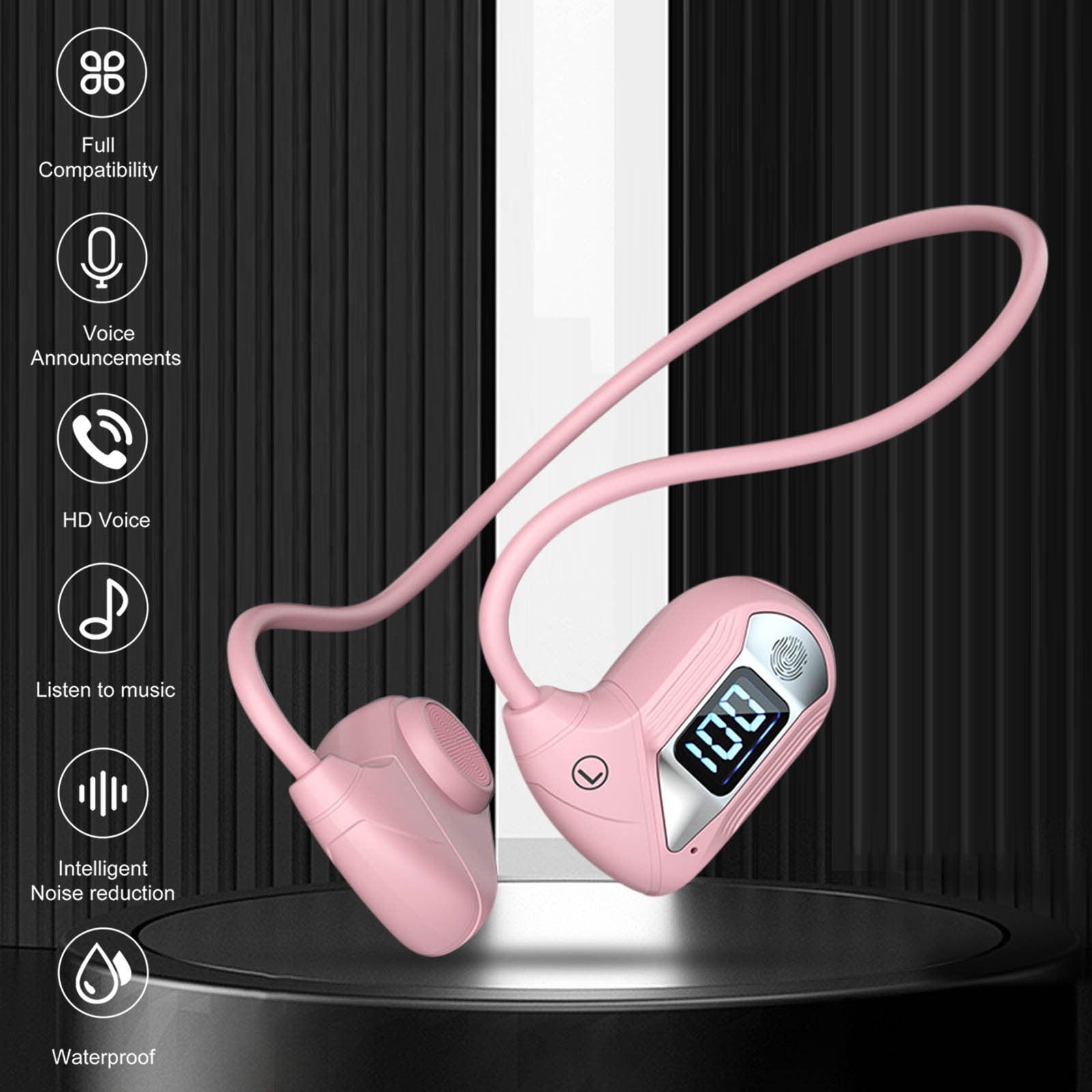 ClearanceBone Conduction Headphones Bluetooth, Open Ear Wireless Headset with Mic, Sweat Resistant Earbuds for Runnig Workout Hiking Running Fitness Walking94e