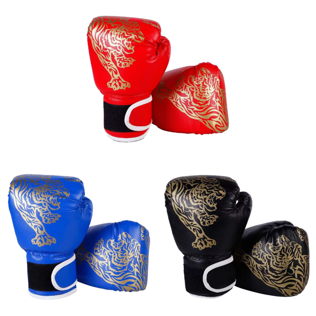 Guantes de boxeo transpirables, guantes de boxeo Sanda para entrenamiento, saco de arena (rojo para niños)