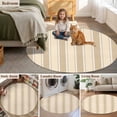 thumbnail image 5 of Brown Stripe Round Area Rug 7 FT, Non Slip Living Room Area Carpet, Modern Farmhouse Texture Geometric Washable Soft Circular Rug Non-Shedding Floor Carpet for Bedside Office Play Room Classroom, 5 of 9