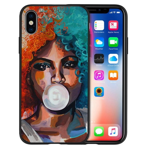 Holikmiko Fashion Black Girl iPhone 13 Case Anti-Slip Drop with Soft TPU Bumper Pattern Design Case for iPhone
