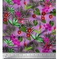 thumbnail image 1 of Soimoi Japan Crepe Satin Fabric Leaves,Laceleaf & Orchid Floral Print Fabric by The Yard 42 Inch Wide, 1 of 1