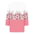 thumbnail image 4 of WXLWZYWL Items Free Shipping Womens 3/4 Sleeve T Shirt Printed Top Pullover Round Neck Color Block Casual Loose Tunic Tee, 4 of 5