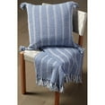 thumbnail image 3 of Woven Paths and Evette Rios Royal Blue Geometric Striped Cotton Throw Blanket, 50" x 60", 3 of 11