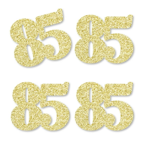 Big Dot of Happiness Gold Glitter 85 - No-Mess Real Gold Glitter Cut-Out Numbers - 85th Birthday Party Confetti - Set of 24
