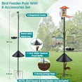 thumbnail image 2 of Bird Feeder Pole 92 Inch True Heavy Duty Birdhouse Pole with Squirrel Proof Baffle for Outdoor, Adjustable Bird Feeder Stand with 4 Shepherds Hook Mental Tray for Garden Attracting Wild Birds, 2 of 6