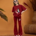 thumbnail image 3 of YunPes Girls' Summer 2-Piece Outfit Set Colorful Butterfly Print T-Shirt and Flare Long Pants Fashion Summer Outfits 8-13Y, 3 of 4