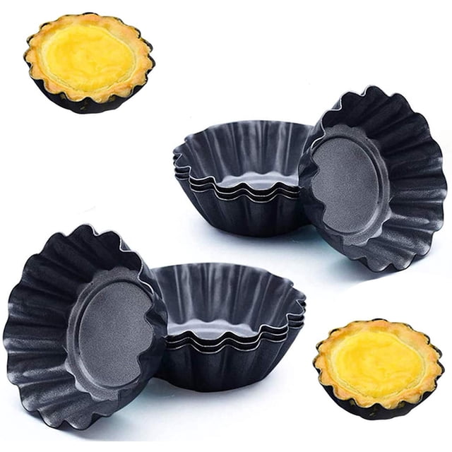 Molde para tarta de huevo, 10 piezas redondas antiadherentes para tarta de huevo, molde para tarta, tarta, pudín, tartaleta, molde para magdalenas, tazas para tarta Adepaton YQ-1374