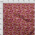 thumbnail image 2 of oneOone Polyester Lycra Maroon Fabric Leaves & Flowers Floral Craft Projects Decor Fabric Printed By The Yard 56 Inch Wide, 2 of 4