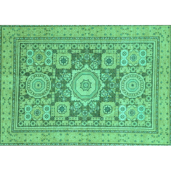 Ahgly Company Machine Washable Indoor Rectangle Abstract Turquoise Blue Modern Area Rugs, 5' x 8'