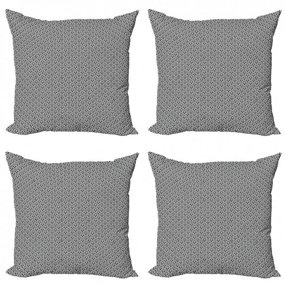 Ambesonne Abstract Throw Pillow Cover 4 Pack, Modernistic Creative Motif, 18", Grey Charcoal Grey