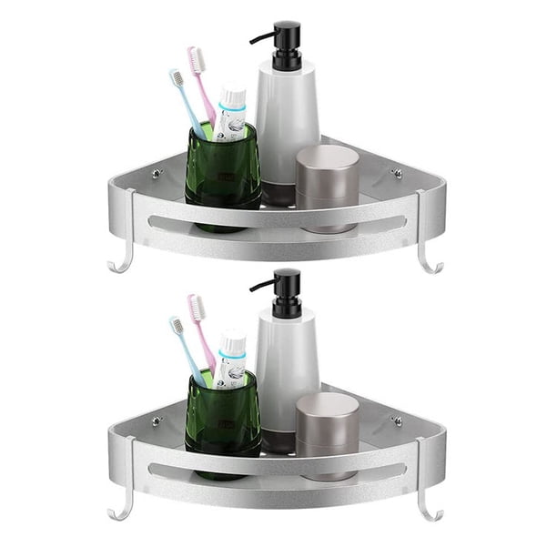 Estante de ducha de esquina, estante de baño sin perforación, ducha de cesta de almacenamiento, ducha de pared de aluminio adhesivo ducha de servicio de champú gerente (triángulo, juego de 2 piezas) PenghuiLiu 9024719109060