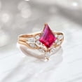 thumbnail image 3 of KANISHKAGEMS&JEWELS 2.5Ct 9x7mm /Kite Cut Ruby Bridal Wedding Ring Set CZ Diamond Proposal Ring Alternative Fine Women Jewelry Gift For Her, 3 of 4