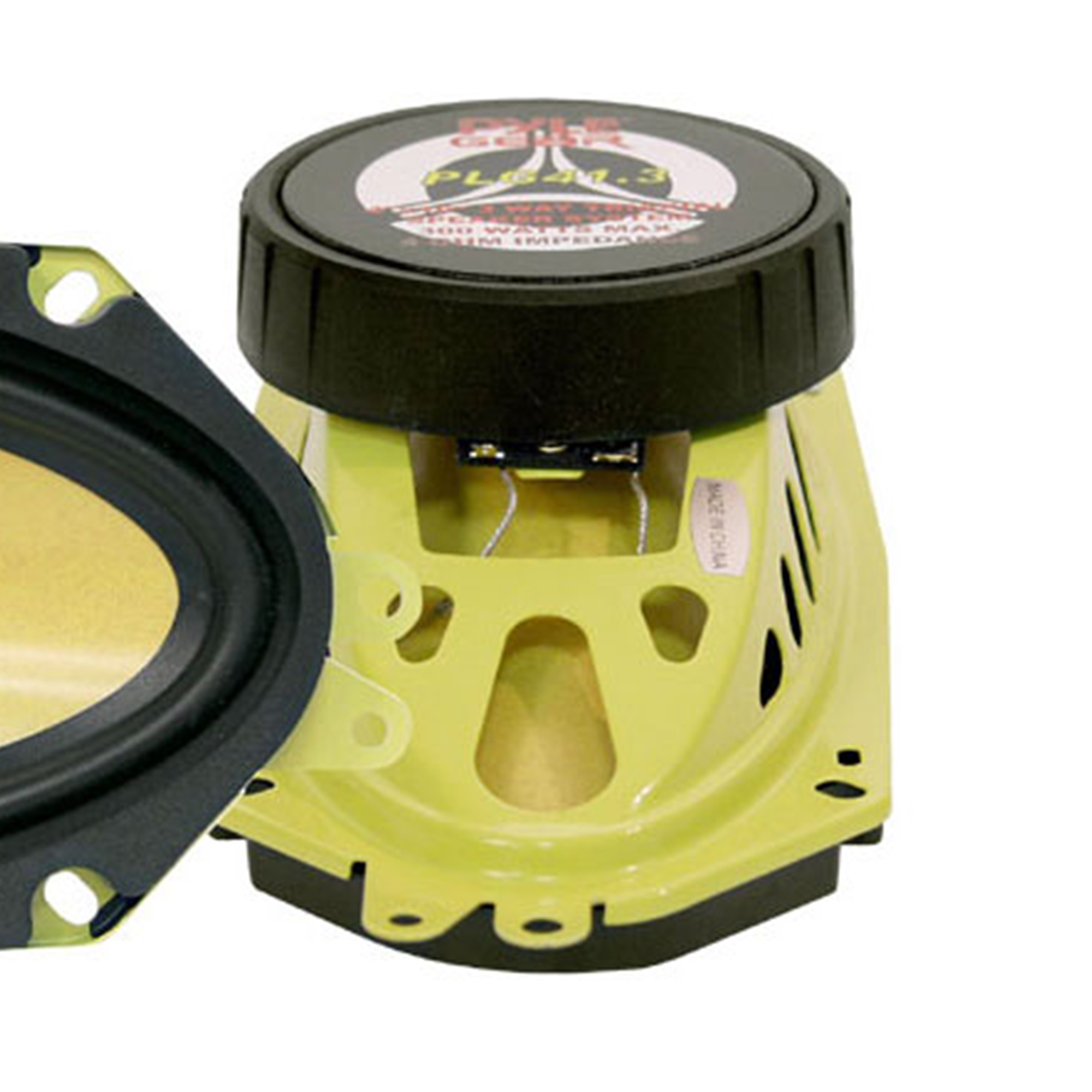 PYLE PLG413 - 4”x 10” Inch Three Way Sound Speaker System - Yellow Poly Cone Pro Loud Range Audio 300 Watt Peak Power Per Pair w/ 4 Ohm Impedance - image 3 of 3