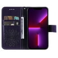 thumbnail image 7 of SaniMore for iPhone 14 Pro Case with Card Holder, Embossed Magnetic Wallet Soft TPU + PU Leather Cover with Practical Bracket + Detachable Hand Strap Shockproof Protective Shell, Purple, 7 of 7