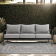 thumbnail image 2 of Crown Aluminum and Teak Wood Outdoor Sofa in Black and Dark Gray, 2 of 11