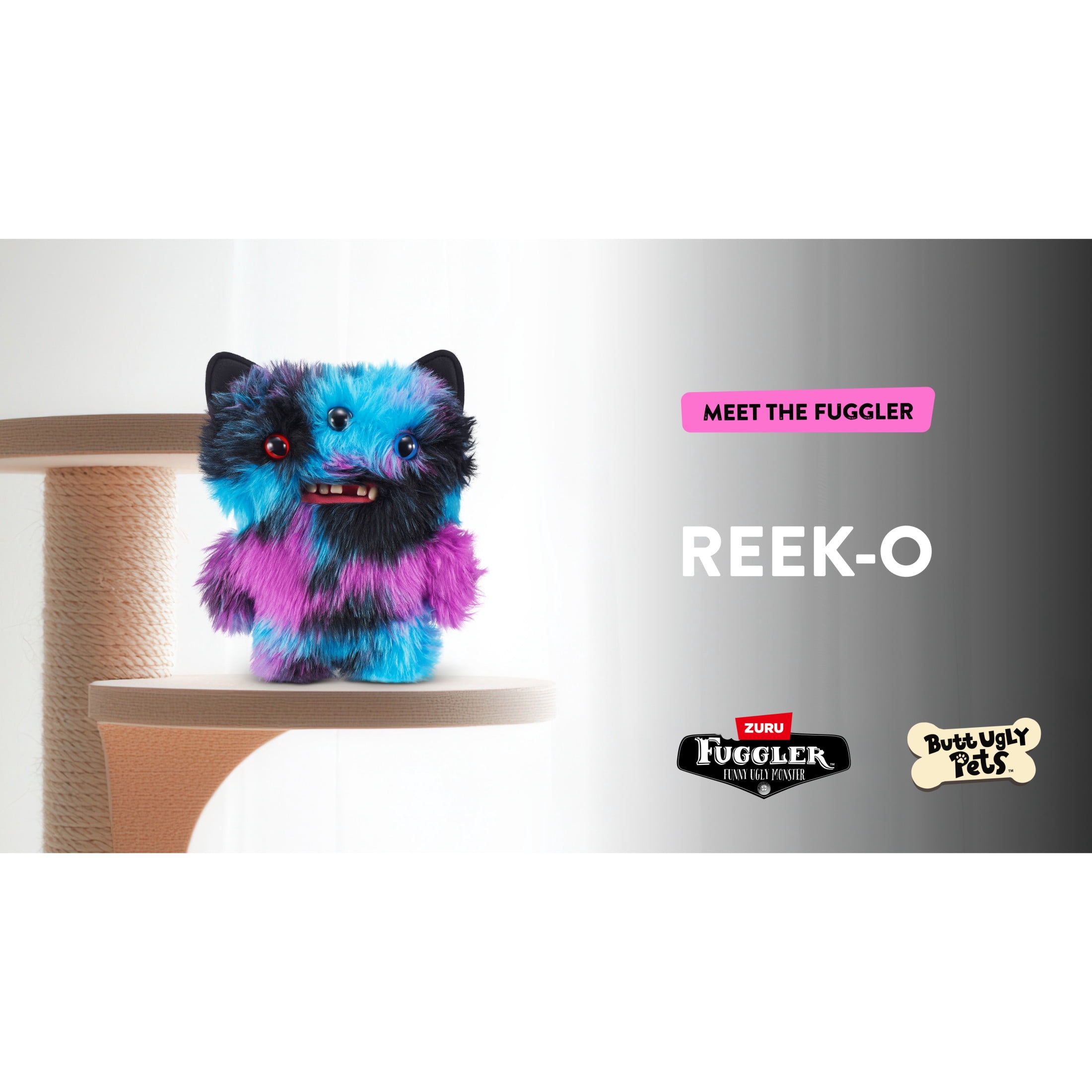 Fuggler Butt Ugly Pets 9 inch (Reek-O - Black Cat), Ugly Monster Stuffed Animal Toy by ZURU