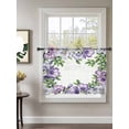 thumbnail image 2 of Sheer Curtains 54 Inch Length, Purple Flowers Semi Sheer Curtains Light Filtering Window Treatment, Spring Watercolor Floral Leaves Plants Privacy Voile Drapes for Living Room Bedroom 52x54 Inch, 2 of 7