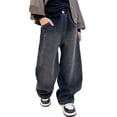 thumbnail image 2 of Boys Jeans Size 10-11 Elastic Waistband Pull-On Casual Demin Pants Comfy Plain Long Trousers Streetwear Boys Back To School Clothes, Blue, 2 of 4
