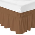 thumbnail image 2 of Chocolate Brown Bed Skirt Queen Size 16 Inch Drop, Brown Solid Background Autumnal Rustic Country Adjustable Elastic Dust Ruffles Bedskirt for Queen Bed Wrap Around Pleated Mattress Frame Cover, 2 of 9