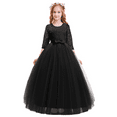 thumbnail image 5 of IBTOM CASTLE Little Big Girls Flower Vintage Floral Lace 3/4 Sleeves Floor Length Dress Wedding Party Evening Formal Pageant Dance Gown 11-12 Years Black, 5 of 8