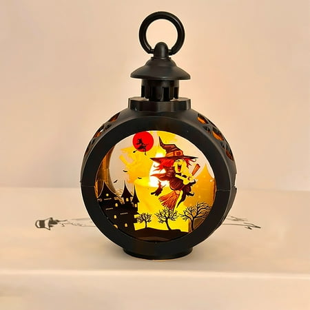 

ZENMELE Decorations Pumpkin Retro Handheld Small Wind Light LED Nightlight Candle Desk Lamp Holiday