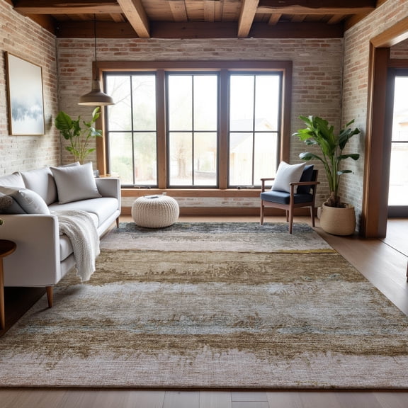Addison Rugs Mayfield Premium Machine Washable Transitional Abstract Beige Rectangle Rug, 10' x 14'