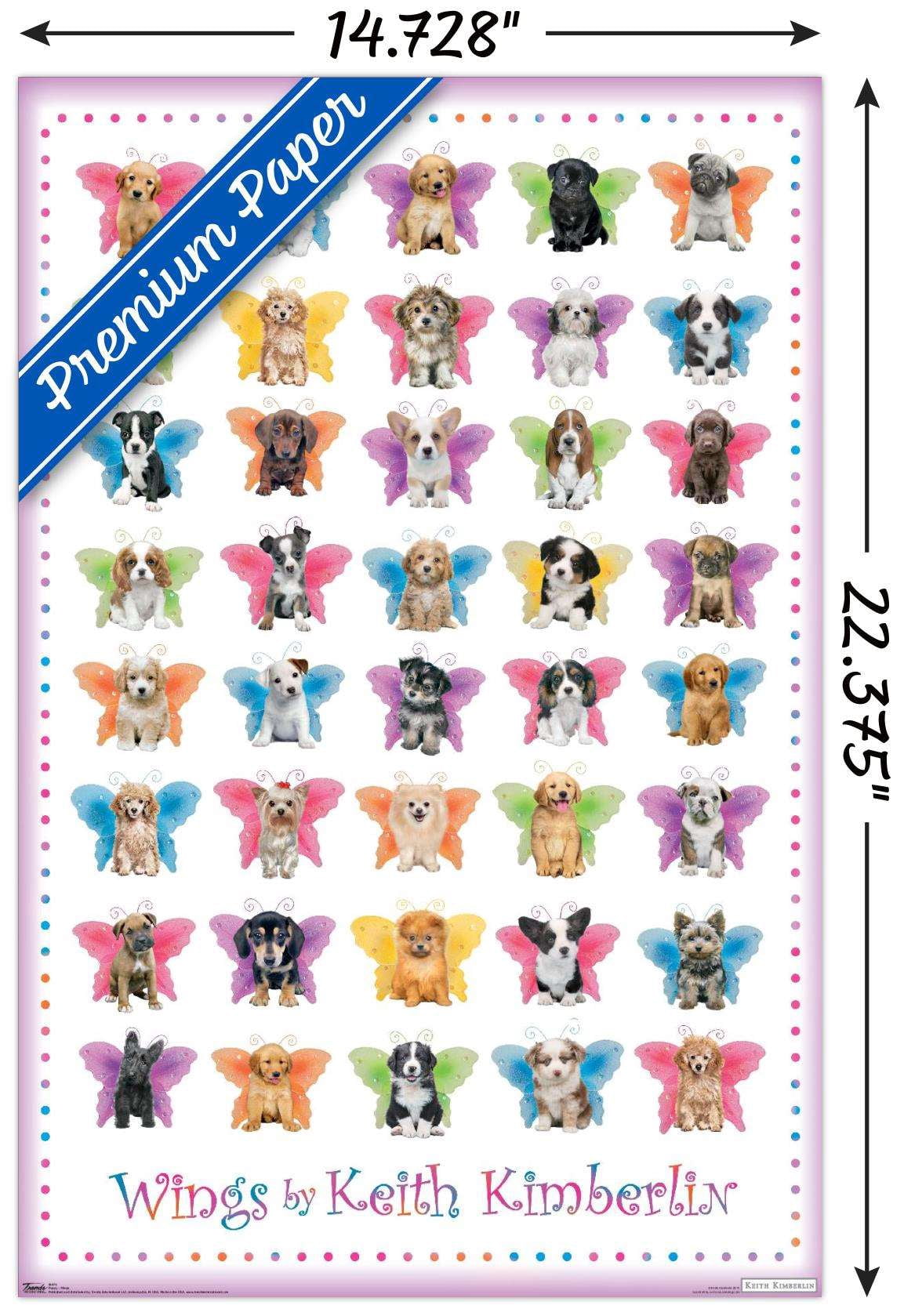 Keith Kimberlin - Puppies with Butterfly Wings Wall Poster, 14.725" x 22.375"