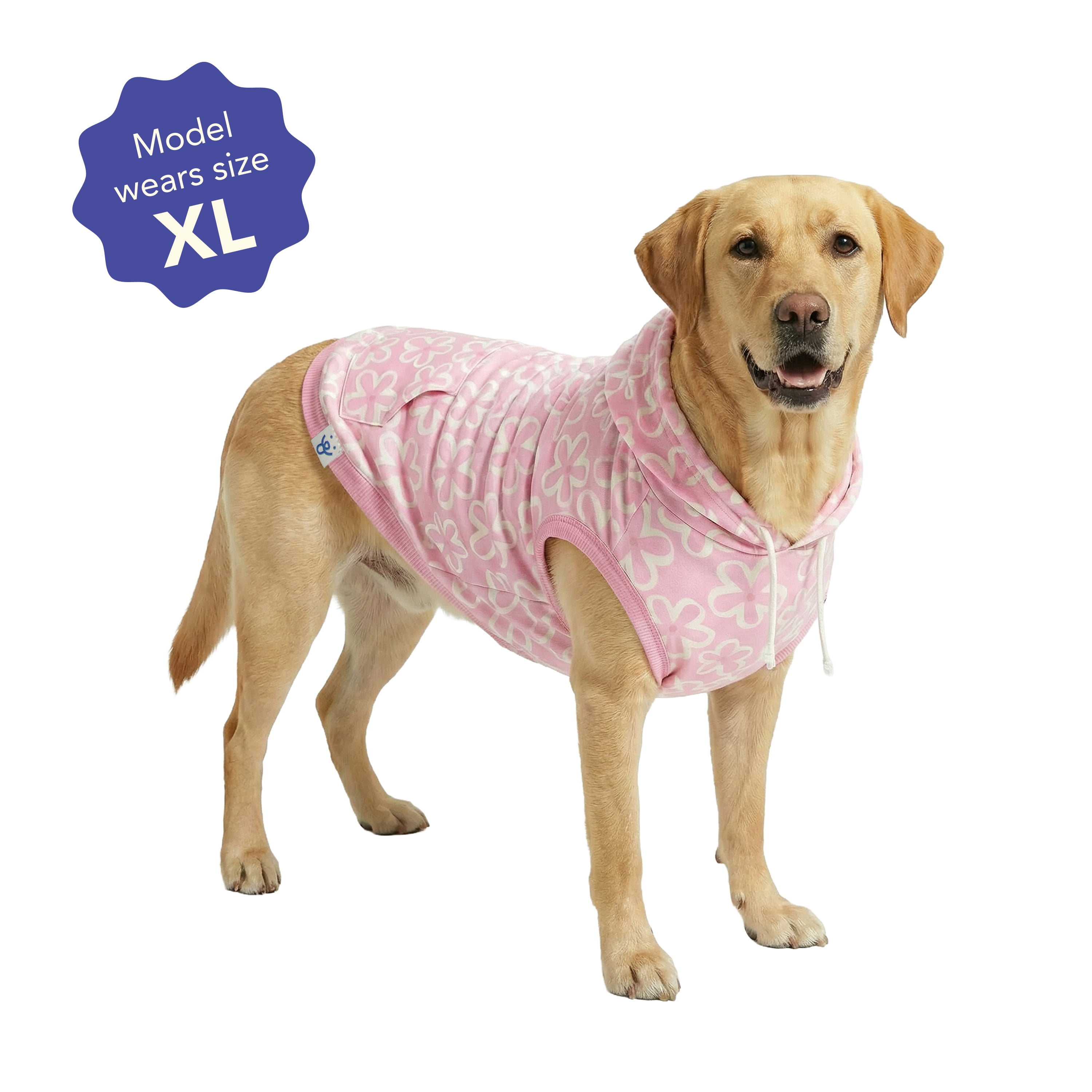 Oodles Pink Tropical Blooms Floral Spring Dog Hoodie, Extra Large