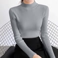 thumbnail image 6 of MYAOYINo Boundaries Womens Long Sleeve Mock Neck Tee Ribbed Knit Basic Slim Versatile Top, 6 of 6