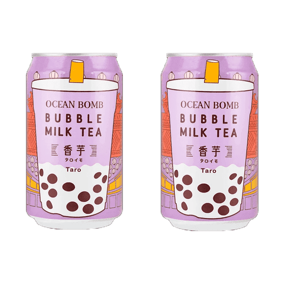 Ocean Bomb Bubble Milk Tea Taro Flavor Ready to Drink 11.16 fl oz 2 Count Can