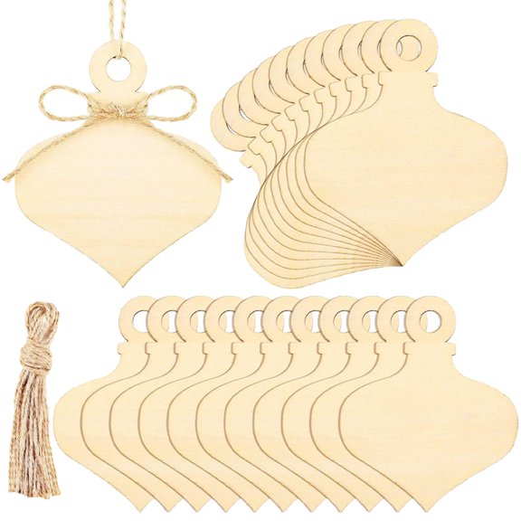 NIYANGLE Blank Wood Chip Wooden Cutout Ornaments Khaki 25-Pcs