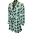 thumbnail image 2 of Totally Pink! Womens Mint Green and Gray Buffalo Plaid Print Plush Robe (X-Large), 2 of 2