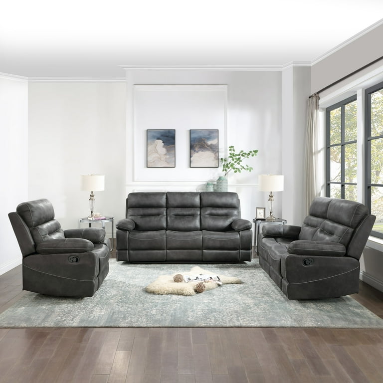 Steve Silver Rudger Microsuede Reclining Sofa Gray