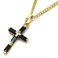 thumbnail image 3 of 15.4mm Polished 14k Yellow Gold Plated Black Cubic Zirconia Curb Pendant + Necklace, 21.5, 3 of 4