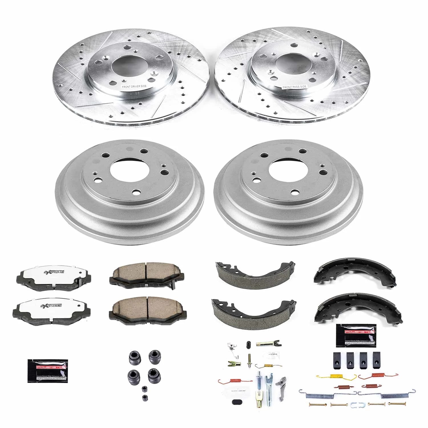 Power Stop Front and Rear Z26 Street Warrior Drum and Shoe Kit K15243DK-26