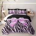 thumbnail image 2 of Erosebridal Cute Bowtie Quilt Full,Fashion Women Zebra Line Print Full Bedspread Sets For Girls Kids,3 Pieces, 2 of 7