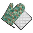 thumbnail image 2 of Xecao Autumn Maple Leaves 1 Pattern Oven Mitts and Pot Holders Sets Heat Resistant Silicone Oven Mittens Extra Thicken Long Kitchen Cotton Oven Glove for Cooking, 2 of 7