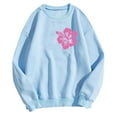thumbnail image 3 of Wyzesi Chandails en Molleton pour Femmes Tendance Coton Décontracté Imprimé Lettre Col Rond Pull Sans Capuche Automne Manches Longues Chandails en Molleton Haut Blouse 10, 3 of 4