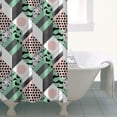 thumbnail image 4 of Green Pink Geometric Pattern Shower Curtain 36"x72" ,Bathroom Decorative Shower Curtains Set with 12 Hooks,Modern Waterproof Washable Shower Curtain, 4 of 6