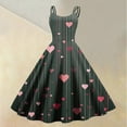 thumbnail image 2 of Valentines Day Sleeveless A-line Dress with Heart Print Adjustable Straps Lightweight Evening Prom Party Dress Watermelon Red L, 2 of 5