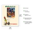 thumbnail image 2 of Brazil - Carnival in Rio - Pan American World Airways - Vintage Airline Travel Poster by William Linzee Prescott c.1960 - Fine Art Matte Paper Print (Unframed) 16x20in, 2 of 4