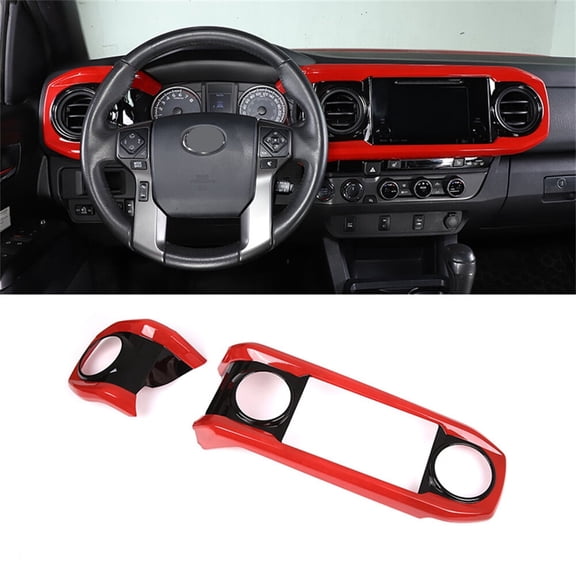 Red /Black ABS Car Inner Central Control Dashboard Panel Cover Trim scratch-resistant For Toyota Tacoma 2016-2022