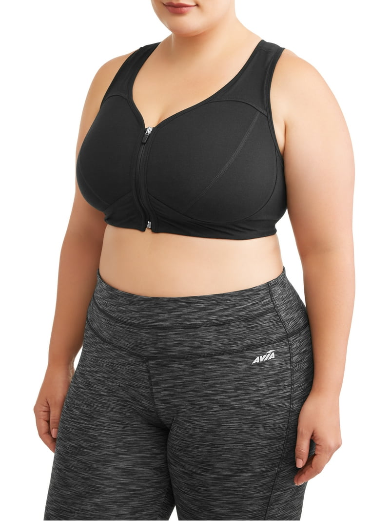 Athletic Works Women's Plus Size Zip Front Sports Bra - Walmart.com
