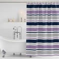 thumbnail image 2 of Purple Grey Striped Shower Curtain Set - 72" x 78" Washable Bathtub Curtain with 12 Hooks, Farmhouse Stripes Modern Abstract Art Waterproof Fabric Stall Shower Curtains for Bathroom/Bathtub Décor, 2 of 6