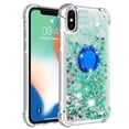 thumbnail image 2 of Funda para iPhone X/iPhone XS con Brillo Líquido Flotante, Purpurina, Parachoques y Anillo Giratorio Soporte, 2 of 5
