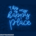 thumbnail image 3 of Craftnamesign This Is My Happy Place Neon Sign, Dorm Wall Art, Shop Store Wall Decor, 3 of 5